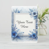 Blauwe bloemenaquarel met elegante accenten kaart (Staand voorkant)