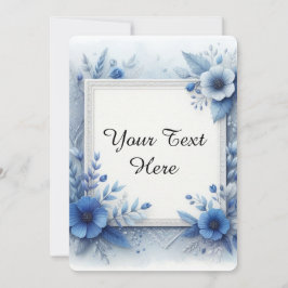 Blauwe bloemenaquarel met elegante accenten kaart