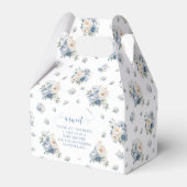 Blauwe bloemenbabyboy douche snoep gunst box bedankdoosjes (Achterkant)