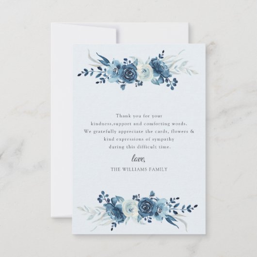 blauwe bloemenbegrafenis bedankt voor je opmerking (Achterkant)