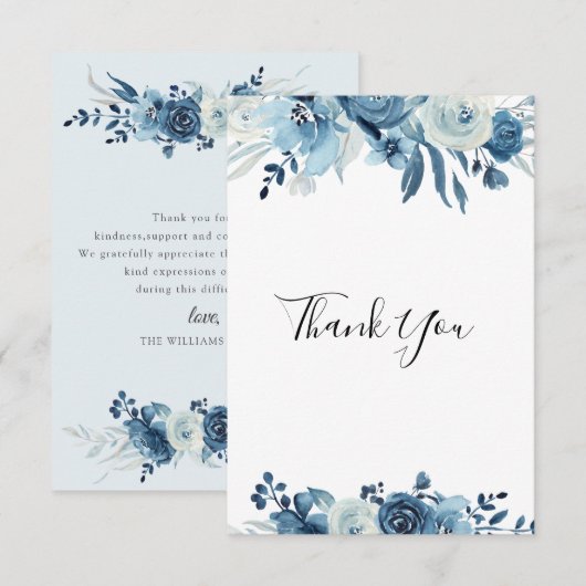 blauwe bloemenbegrafenis bedankt voor je opmerking (Voorkant / Achterkant)