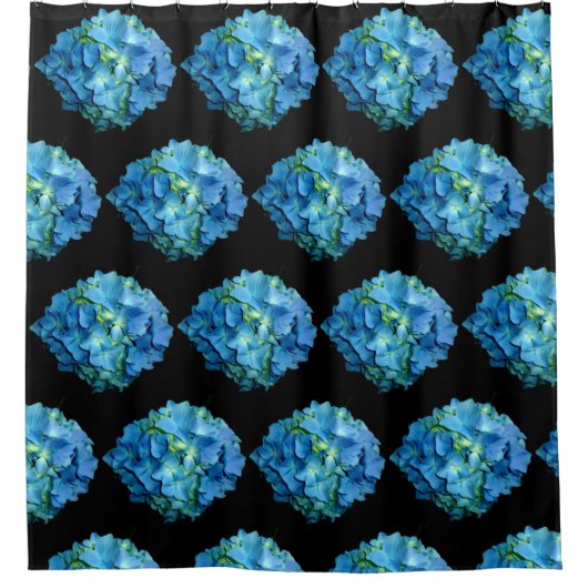Blauwe bloemenblauwe bloemen blauw Hydrangea Douchegordijn (Voorkant)