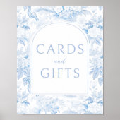 Blauwe bloemenboho trouwkaarten cadeaus teken post poster (Voorkant)