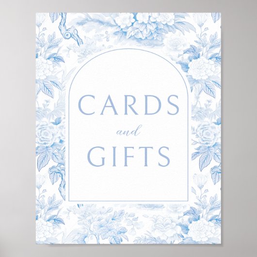 Blauwe bloemenboho trouwkaarten cadeaus teken post poster (Voorkant)