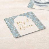 Blauwe Bloemenboog Indiase bruiloft Kartonnen Onderzetters (Schuin)