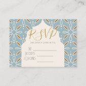 Blauwe Bloemenboog Indiase bruiloft RSVP Kaart (Voorkant)