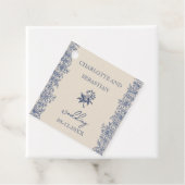 Blauwe bloemenbruiloft bedankjes labels (In situ)