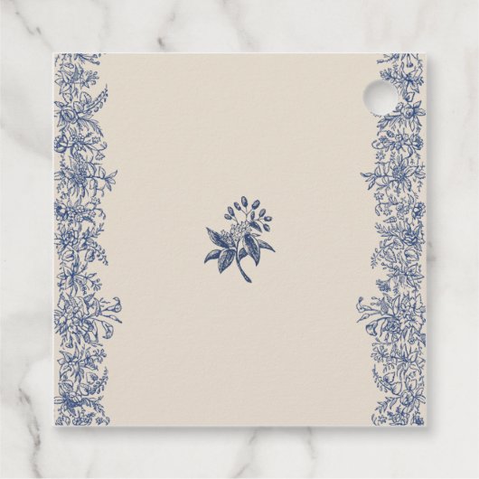 Blauwe bloemenbruiloft bedankjes labels (Achterkant)