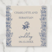 Blauwe bloemenbruiloft bedankjes labels (Voorkant)