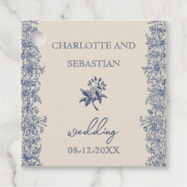 Blauwe  bloemenbruiloft bedankjes labels