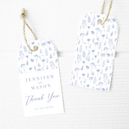 Blauwe bloemenbruiloft dank u cadeau gunst tags cadeaulabel