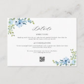 blauwe bloemenbruiloft details kaart (Voorkant)