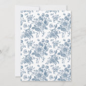 Blauwe  bloemenbruiloft kaart (Achterkant)