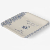 Blauwe bloemenbruiloft papieren bordje (Gebogen)