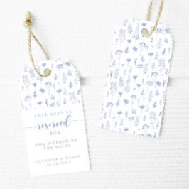 Blauwe bloemenbruiloft plaats Seat Gereserveerde g Cadeaulabel