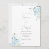 Blauwe bloemenbruiloft uitnodiging (Voorkant)
