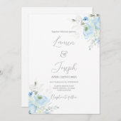 Blauwe bloemenbruiloft uitnodiging (Voorkant / Achterkant)