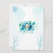 Blauwe bloemenbruiloft waterverf uitnodigingskaart kaart (Achterkant)