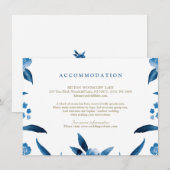 Blauwe bloemenChinoiserie Trouwaccommodatie Informatiekaartje (Voorkant / Achterkant)
