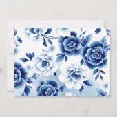 Blauwe bloemenchinoiserie, waterverf doopfoto kaart (Achterkant)