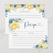 Blauwe bloemencitroen Main Squeeze Bridal Recipe K Kaart (Voorkant / Achterkant)