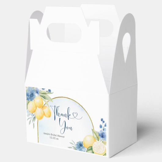 Blauwe bloemencitroen Main Squeeze Vrijgezellenfee Bedankdoosjes (Geopend)
