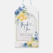 Blauwe bloemencitroen Main Squeeze Vrijgezellenfee Cadeaulabel (Voorkant)