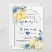 Blauwe bloemencitroen Main Squeeze Vrijgezellenfee Kaart (Voorkant)