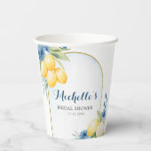 Blauwe bloemencitroen Main Squeeze Vrijgezellenfee Papieren Bekers (Achterkant)