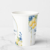 Blauwe bloemencitroen Main Squeeze Vrijgezellenfee Papieren Bekers (Rechts)