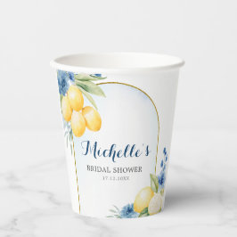 Blauwe bloemencitroen Main Squeeze Vrijgezellenfee Papieren Bekers