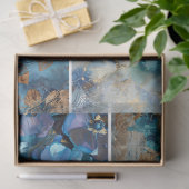 Blauwe Bloemencollage Decoupage Tissuepapier (Geschenk)