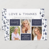 Blauwe bloemencollage rouwkaart condoleance bedankkaart (Voorkant / Achterkant)