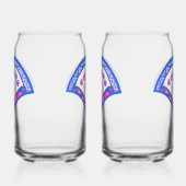 blauwe bloemendamaskpatroon blikvorm glas (Links)