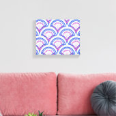 blauwe bloemendamaskpatroon canvas afdruk (Insitu (Woonkamer))