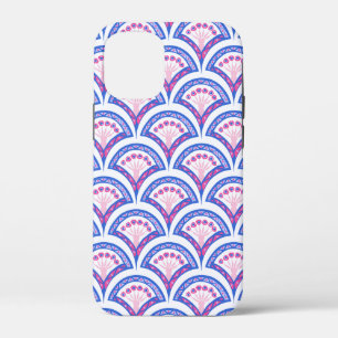 blauwe bloemendamaskpatroon Case-Mate iPhone case