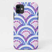 blauwe bloemendamaskpatroon Case-Mate iPhone case (Achterkant)