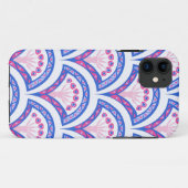 blauwe bloemendamaskpatroon Case-Mate iPhone case (Achterkant (horizontaal))