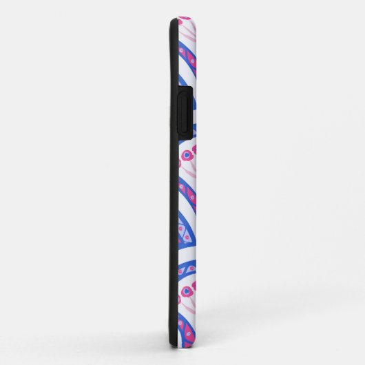 blauwe bloemendamaskpatroon Case-Mate iPhone case (Achterkant/rechts)