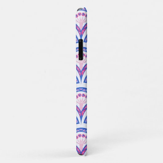 blauwe bloemendamaskpatroon Case-Mate iPhone case (Achterkant/rechts)