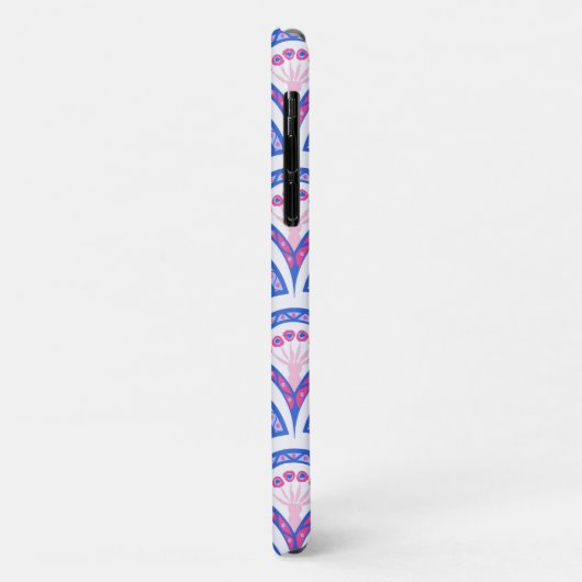blauwe bloemendamaskpatroon Case-Mate iPhone case (Achterkant/links)