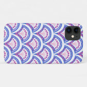 blauwe bloemendamaskpatroon Case-Mate iPhone case (Achterkant (horizontaal))