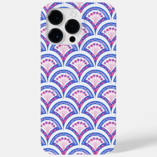 blauwe bloemendamaskpatroon Case-Mate iPhone 14 pro max hoesje