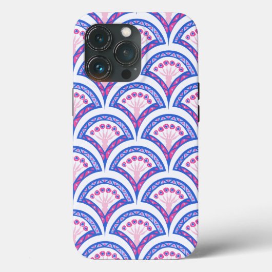 blauwe bloemendamaskpatroon  Case-Mate iPhone case (Achterkant)