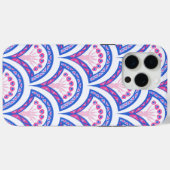 blauwe bloemendamaskpatroon Case-Mate iPhone case (Achterkant (horizontaal))