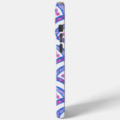 blauwe bloemendamaskpatroon Case-Mate iPhone case (Achterkant / Links)