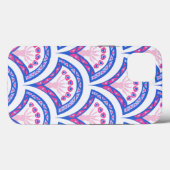 blauwe bloemendamaskpatroon Case-Mate iPhone case (Achterkant (horizontaal))