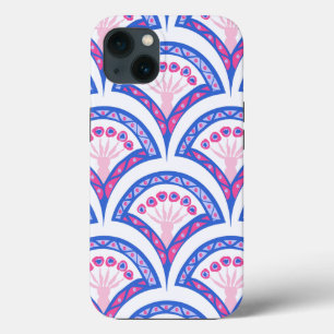 blauwe bloemendamaskpatroon Case-Mate iPhone case