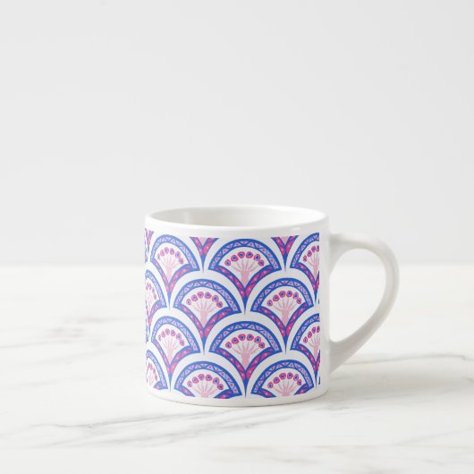 blauwe bloemendamaskpatroon espresso kop (Rechts)