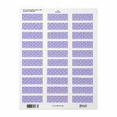 blauwe bloemendamaskpatroon etiket (Full Sheet)